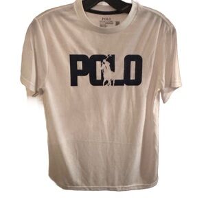 Polo Ralph Lauren Boys Big Pony Logo Performance T Shirt White Sz M 10-12